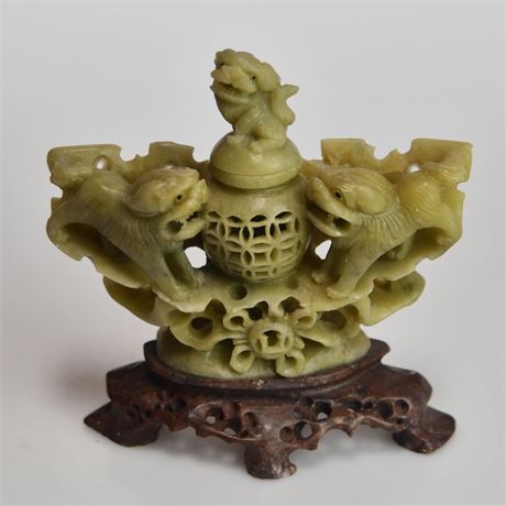 Reticulated Carved Stone Incense Burner