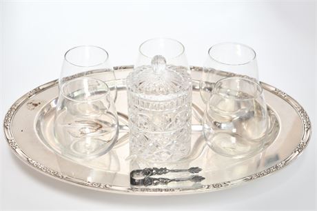 Serving Tray with Glasses