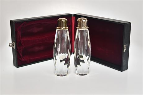 Crystal Salt and Pepper Shakers in Felt Lined Case