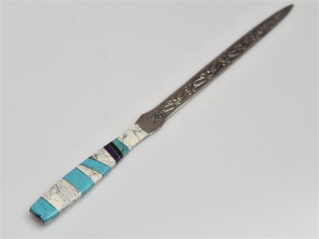 Inlaid Turquoise, Malachite, Sugilite Letter Opener