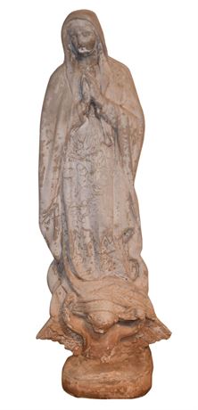 HUGE Antique Concrete Virgen Statue