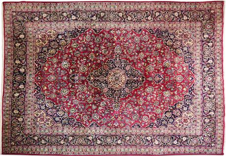 Mashad Rug, Hand Knotted in Iran Circa 1950