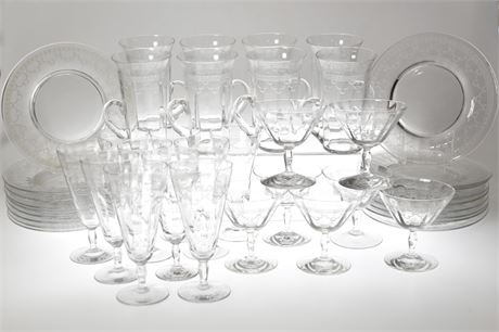 1930 American Etched Glass Luncheon Set