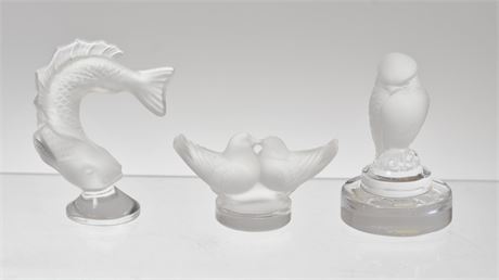 Three Signed Lalique Animals