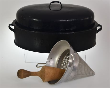 Vintage Savory Enamel Roasting Pan