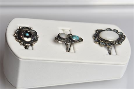 3 Sterling and Turquoise Navajo Rings