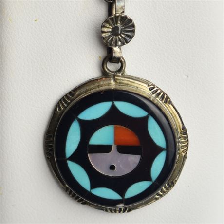 Zuni Inlaid Sun Face Pendant