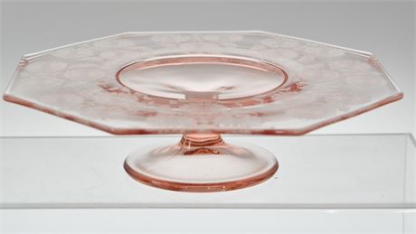 Pink Depression Glass Cake Plate