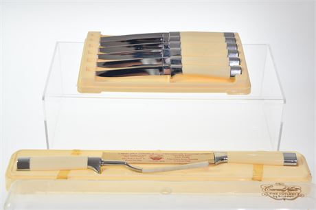 Carvel Hall 6 Steak Knives and Carving Set