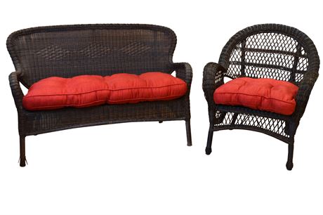 Wicker Bench & Chair