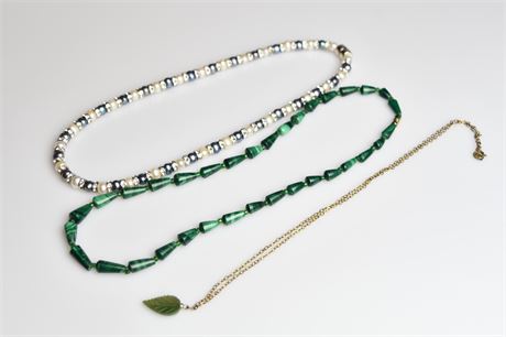 Malachite, Pearl & Swarovski & Jade Necklaces