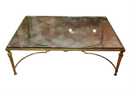 Gilded Iron and Beveled Glass Coffee Table