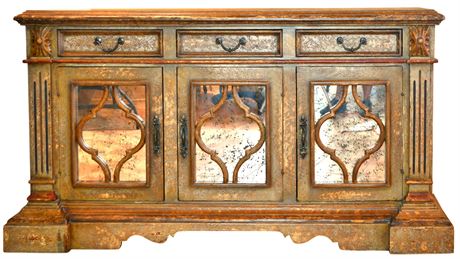 Elegant Credenza With Distressed Finish