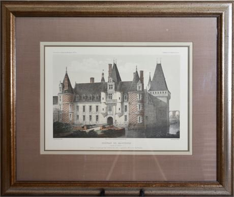 Cháteau De Maintenon Hand Painted Lithograph