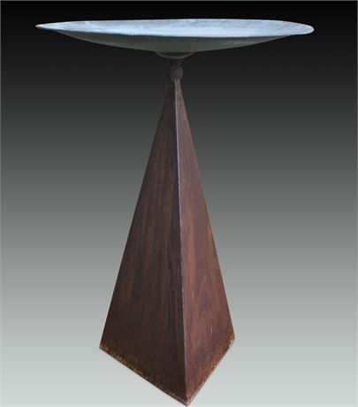 Artisan Crafted Copper & Steel Sculptural Bird Bath