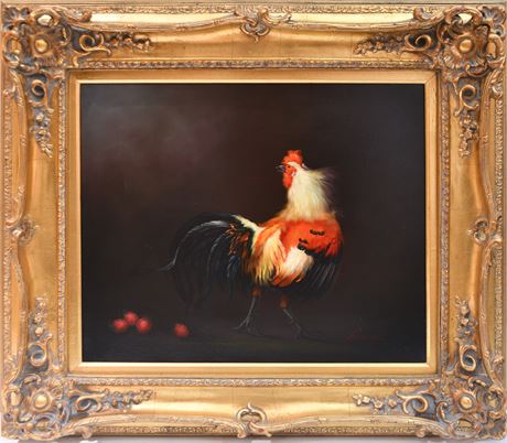Cockerel Portrait in Gilded Frame