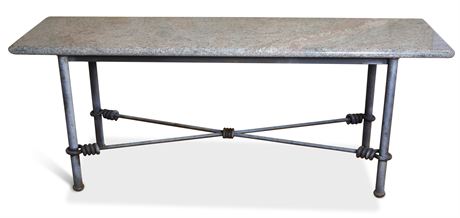 Granite & Wrought Iron Contemporary Console Table