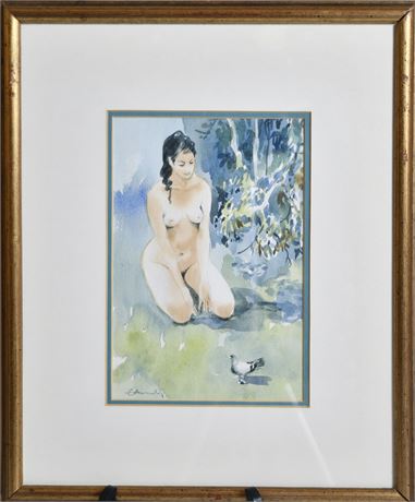 1950's Nude Watercolor