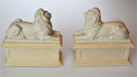 Pair of Resin Lion Sculptures