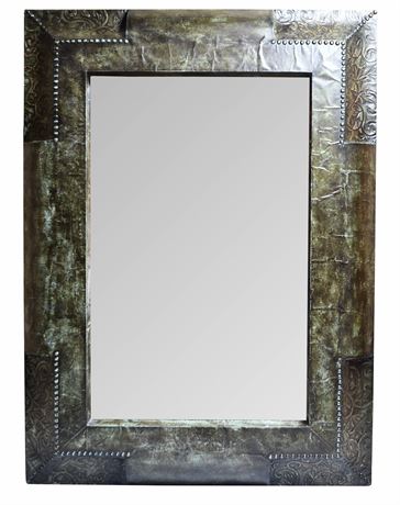 Patinated Pressed Metal Mirror