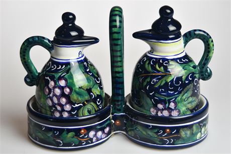 Franco Mari Geo Judith Deruta Vinegar & Oil Cruet Set