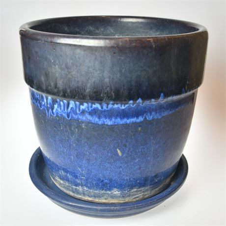 13.5" Cobalt Blue Glazed Pot