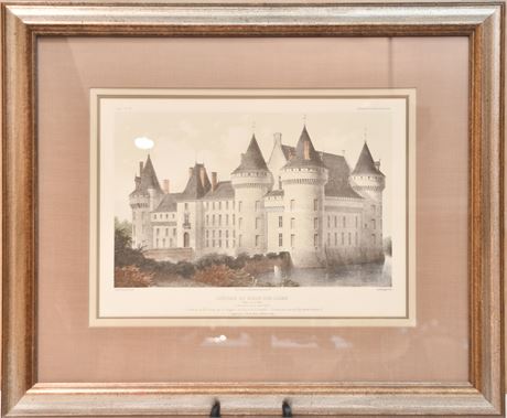 Cháteau De Sully-Sur-Loire Hand Colored Lithograph