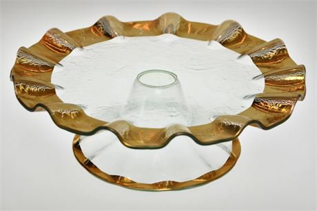 Annieglass Ruffle Pedestal Cake Plate