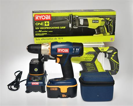 Ryobi 18V Reciprocating  Saw and 18V Drill