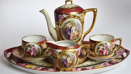 SCHLEGELMILCH PRUSSIA COFFEE POT/TEA SET & DEMITASSE TRAY