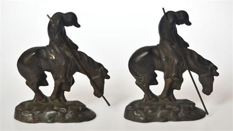 Pair of End of The Trail Bronze Bookends