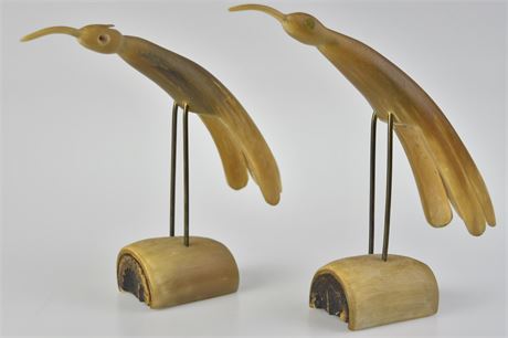 Pair of Vintage  Hand Carved Bird Figurines