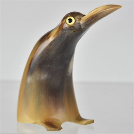 Vintage Carved Buffalo Horn Penguin