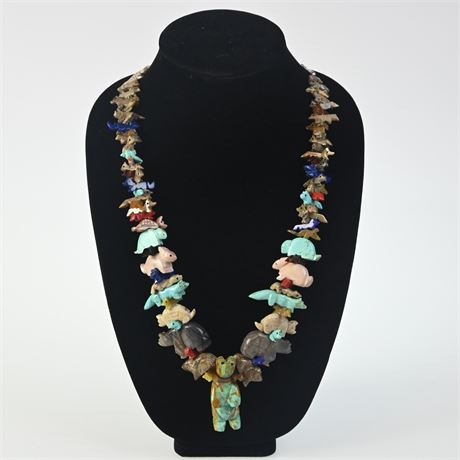 Zuni Fetish Necklace With 77 Animals