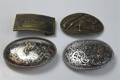 4 Vintage Men's Belt Buckles