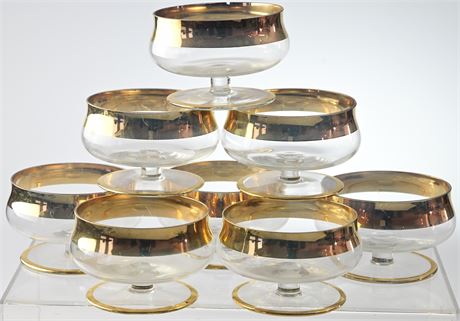 Set of 8 Gold Rimmed Shrimp Cocktail Bowls