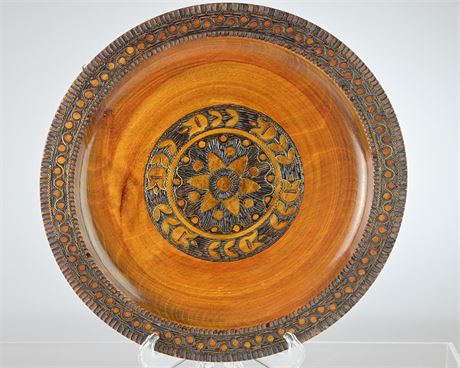 Vintage Hand Carved Wood Plate