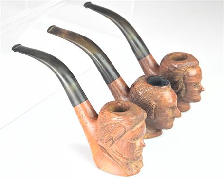 Set of Three Hand-carved Pipes