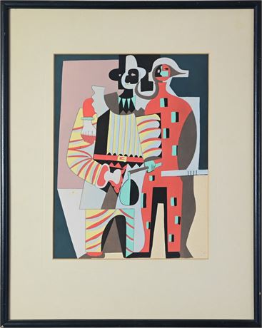 Picasso Serigraph "Pierrot and Harlequin"