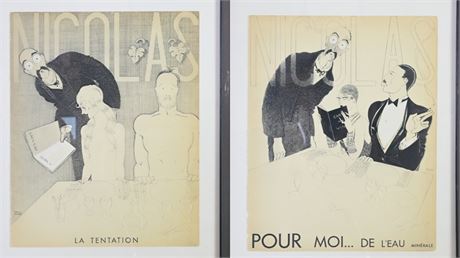 Paul Iribe 1930's French Art Deco Blanc Et Rouge Five Prints