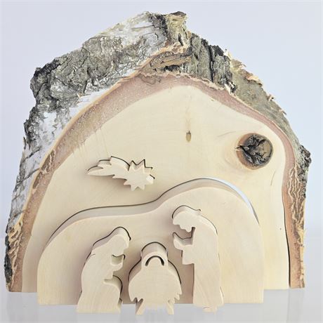 Carved Puzzle Style Nativity Scene