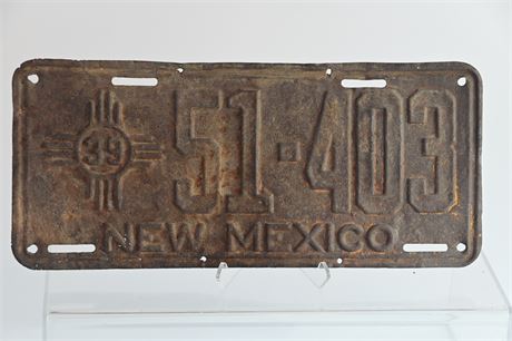 1939 New Mexico Plate