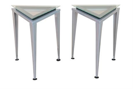 Pair of Contemporary Glass & Steel Tables