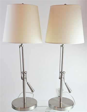 Pair of Brushed Steel Lamps