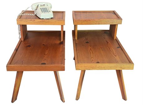 Pair of Mid-Century Style Hand Made Telephone Tables