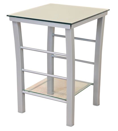 Contemporary Steel and Glass Side Table