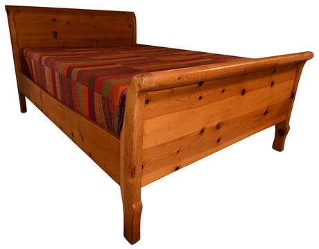 Knotty Pine Sleigh Bed