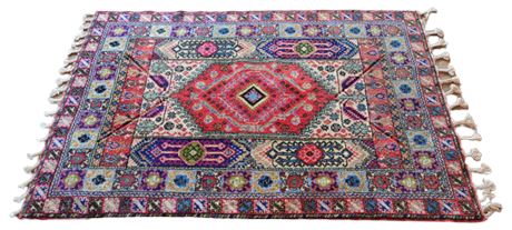 VINTAGE RABAT MOROCCAN MOROCCO ARTISANAT HAND-KNOTTED WOOL AREA RUG RABAT