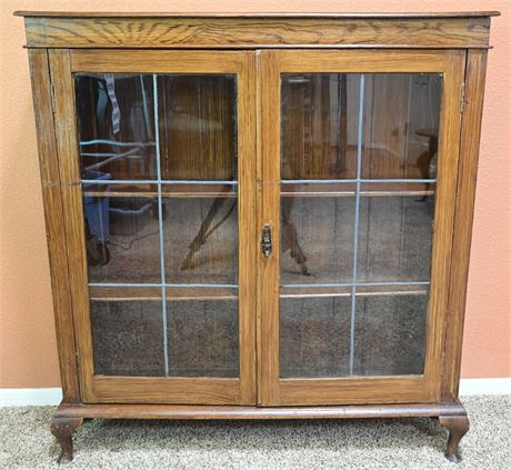 Bookcase With Double Doors and Faux Leaded Glass