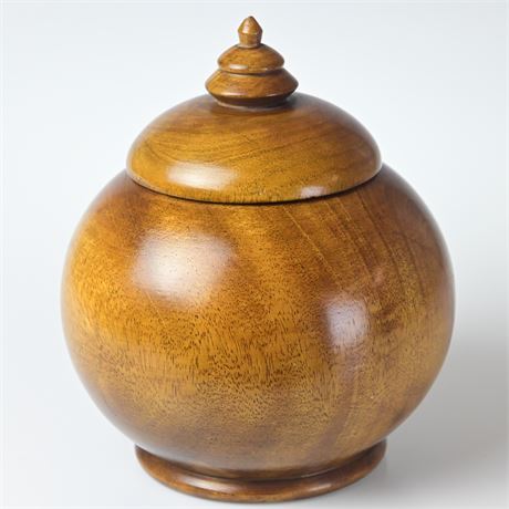 Turned Wood Vessel With Lid